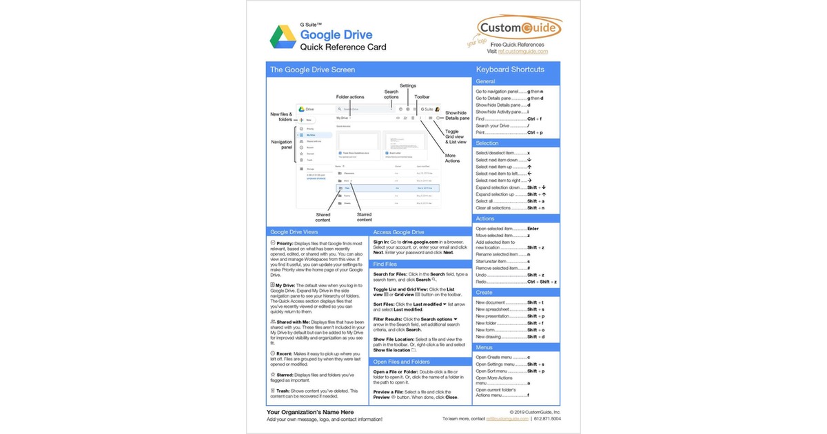 Google Drive- Free Reference Card