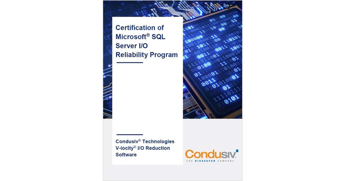 Certification of MicrosoftÂ® SQL Server I/O Reliability Program