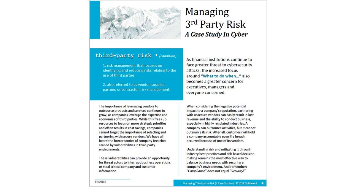 Managing 3rd Party Risk For Financial Services